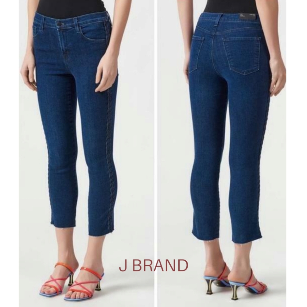 J BRAND Ruby Braided Catonite High-Rise Crop Cigarette Jean